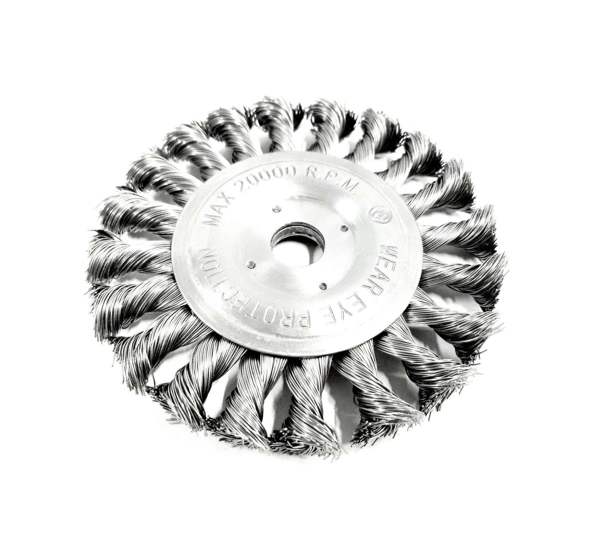 4" Twisted Wire Wheel With 3/8" Hole, 20,000 RPM