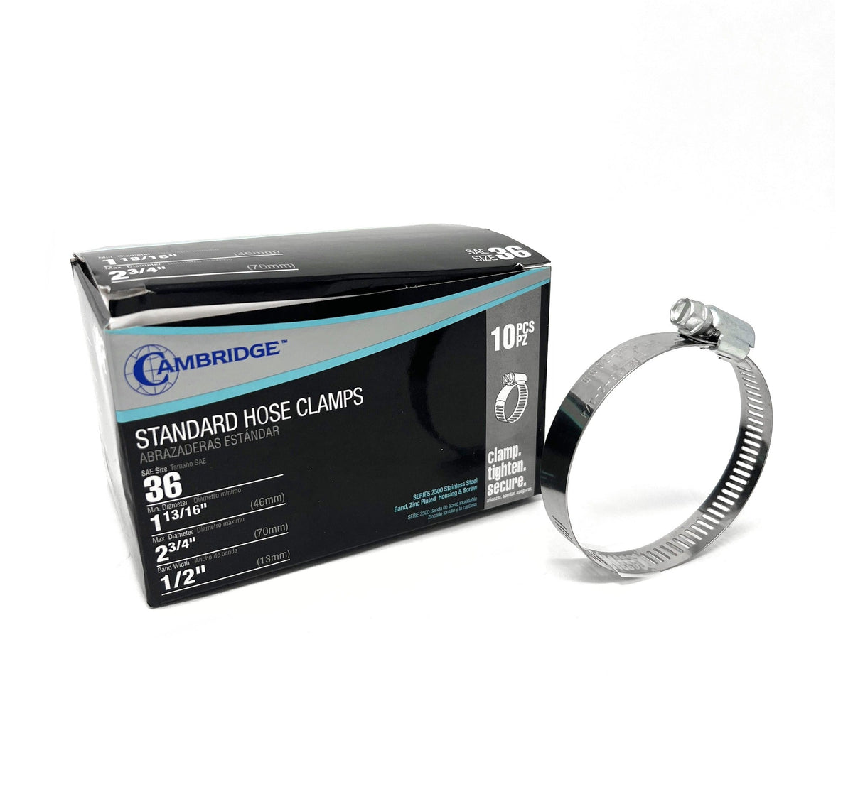 #36 1-13/16 TO 2-3/4 STANDARD HOSE CLAMP (Box of 10)