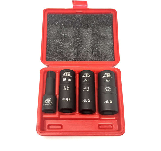 4 Pcs 1/2in. Drive Flip Socket Set With 3” Extension