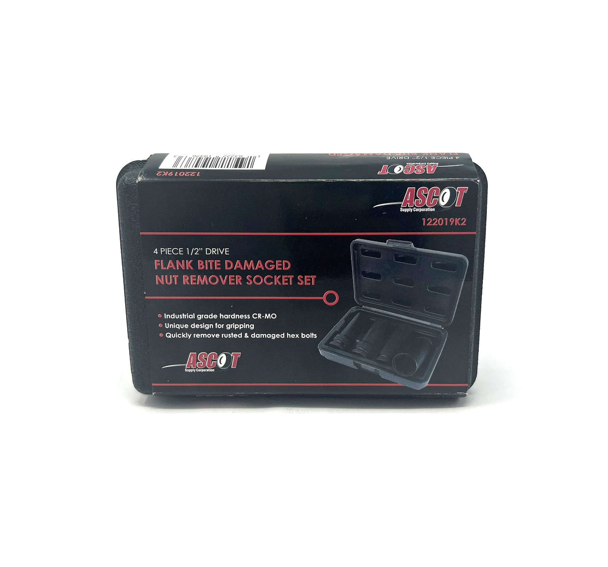 1/2in DR. 4-Piece Flank Bite Damaged Nut Removal Socket Set