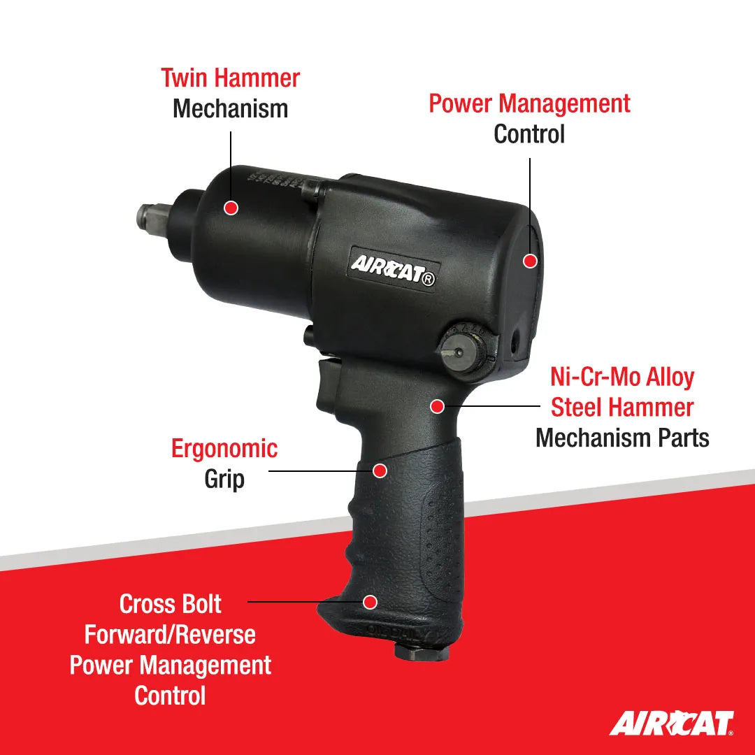 Aircat 1/2" Impact Wrench, Standard Anvil