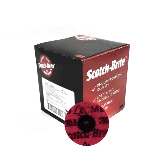 Scotch-Brite Roloc 07486 Surface Conditioning Disc - Maroon - Medium - TR - 3in - 4 Boxes