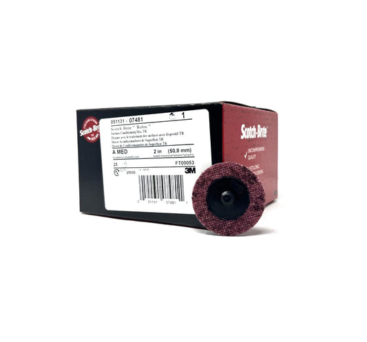 Scotch-Brite Roloc 07481 Surface Conditioning Disc - Maroon - Medium - 2in - TP - 25 per box