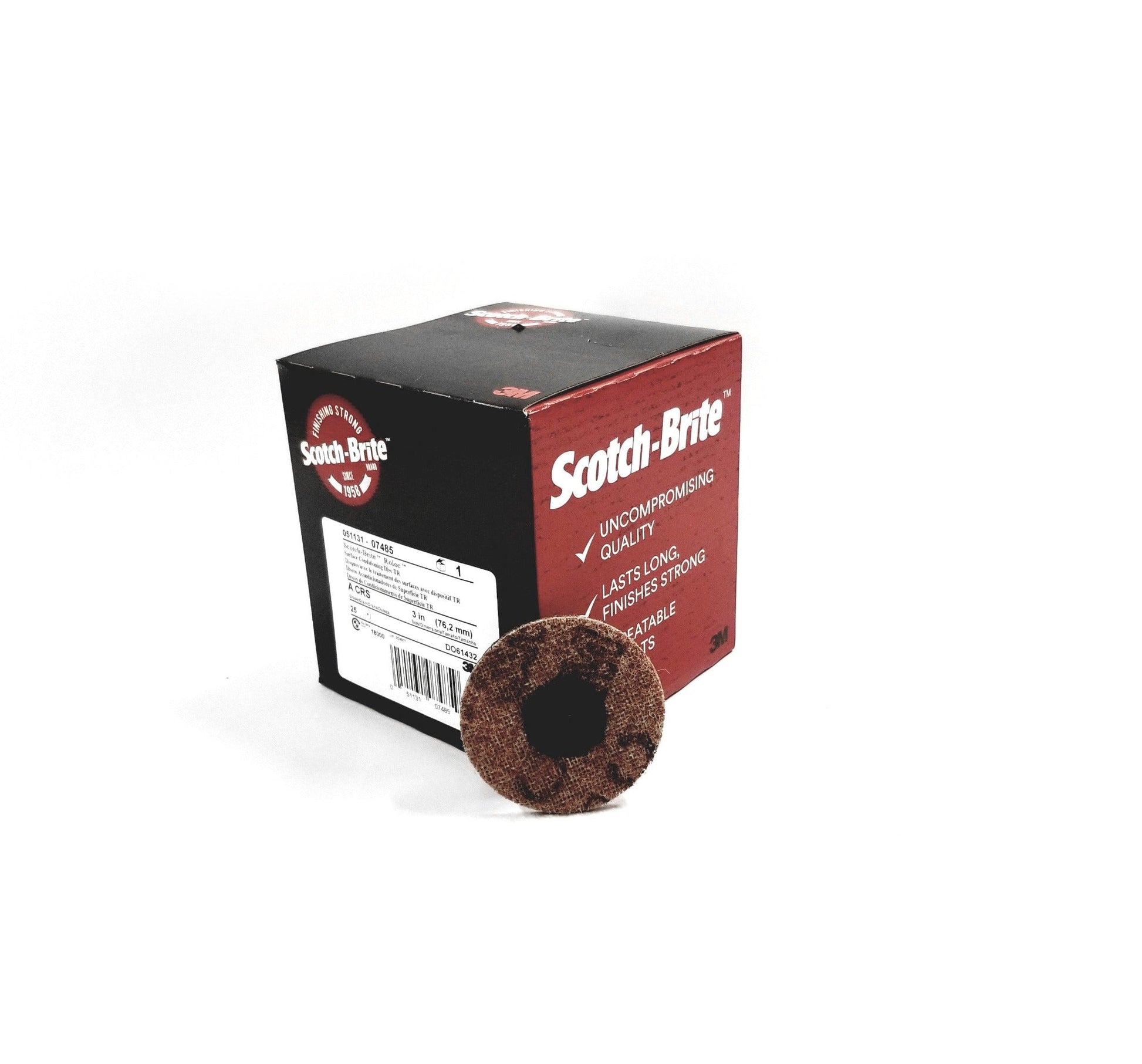 Scotch-Brite Roloc 07485 Surface Conditioning Disc - Brown - Coarse - TR - 3 in - 4 Boxes