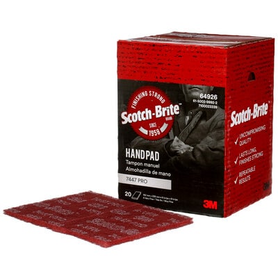 Scotch-Brite Hand Pad 7447 PRO, PO-HP, A/O Very Fine, Maroon, 6 in x 9 in, 20/Carton