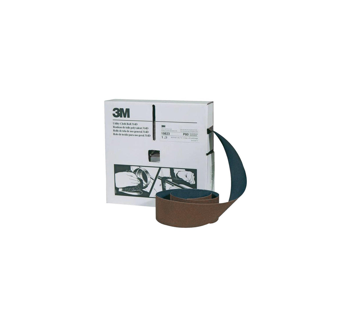 3M Utility Cloth Rolls 314D, 1 in x 50 yd, P120 Grit