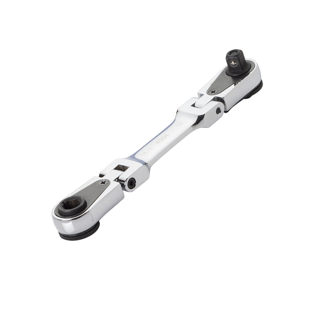 1/4" Stick Combination Drive Ratchet - Stubby, Dual Flex Head