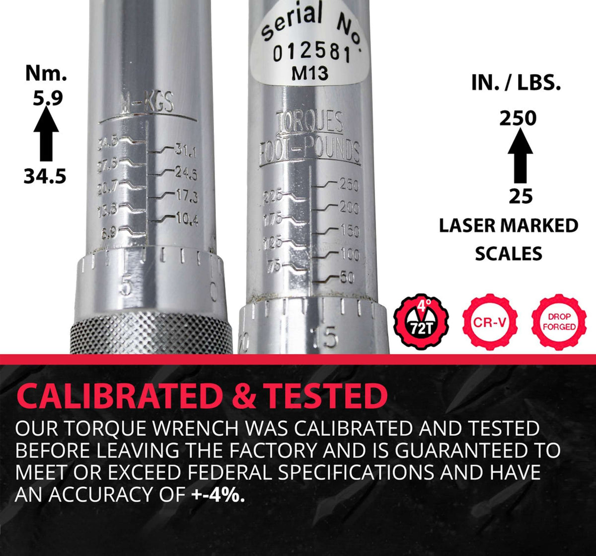1/2IN. Torque Wrench 50-250FT./LBS.
