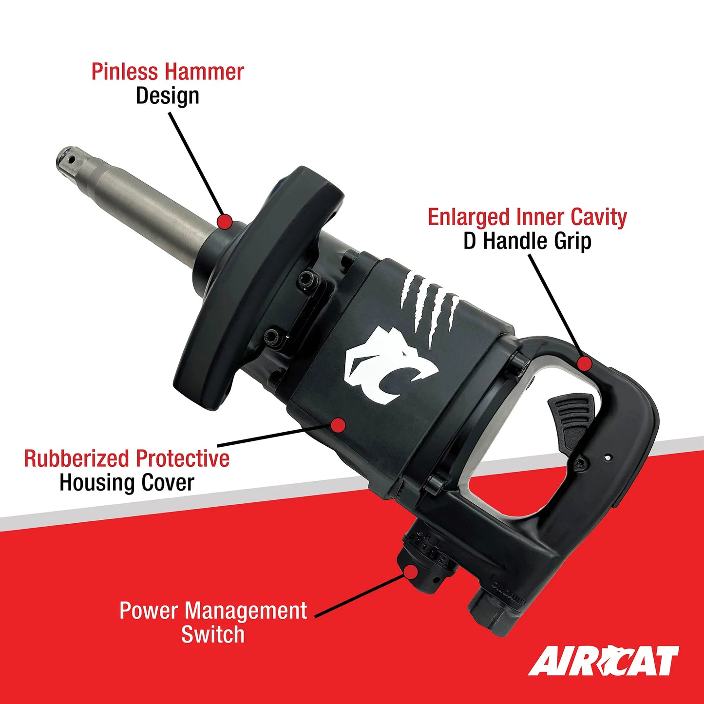 Aircat 1" Impact Wrench w/ 6" Extended Anvil