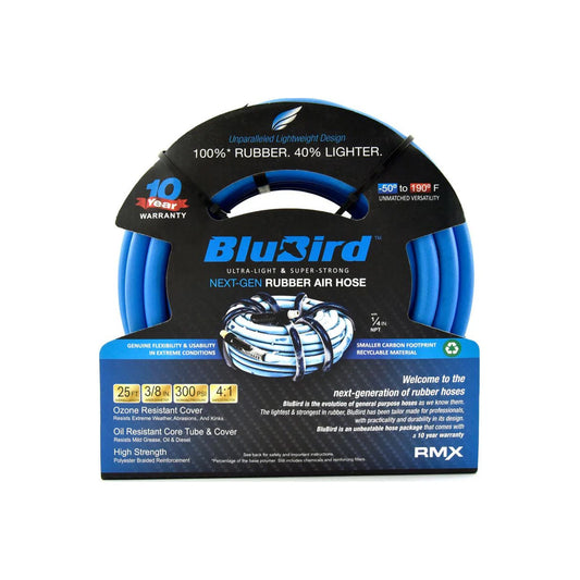 Blu-Bird Air Hose - 3/8" x 25' 3/8" MPT w/ 1/4" Reducer - 300 PSI