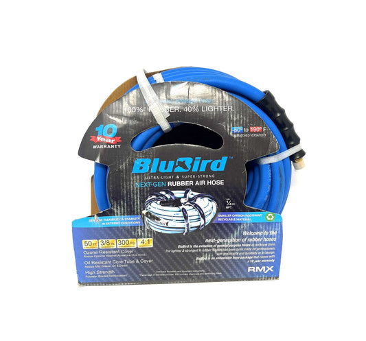 Blu-Bird Air Hose - 3/8" x 50' 3/8" MPT w/ 1/4" Reducer - 300 PSI