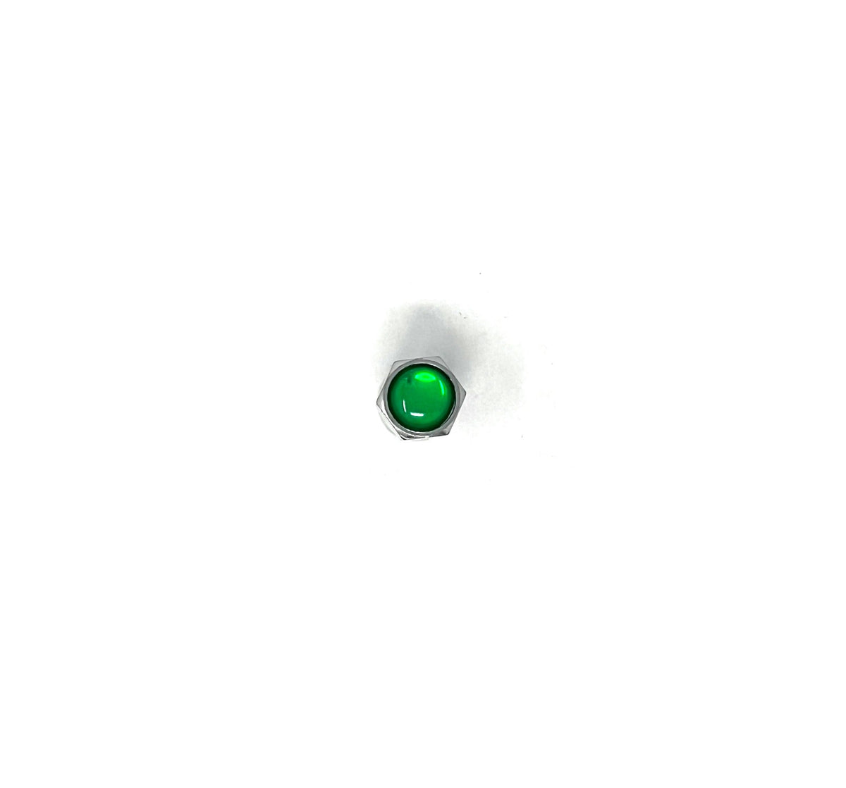 Chrome Plastic Hex Valve Cap with Green Top - 100/Box