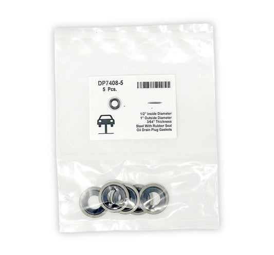 Steel Oil Drain Plug Gaskets - 1/2" ID 1" OD 3/64" Thick (Pack of 5)