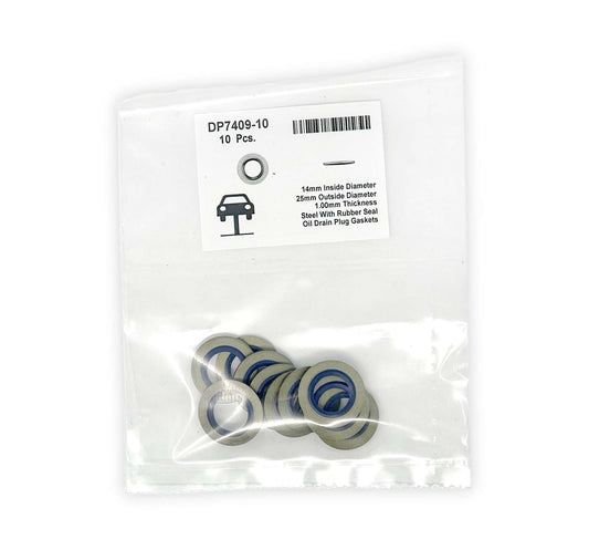 Steel Oil Drain Plug Gaskets - 14mm ID 25mm OD 1mm Thick (Pack of 10)