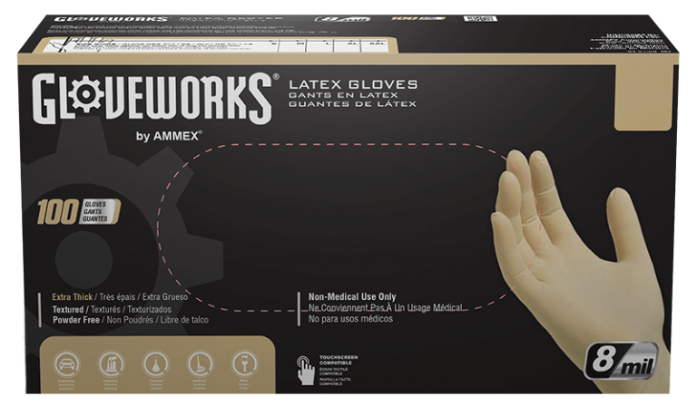 8mil Latex Gloves w/ Texture - Cream/White - Medium