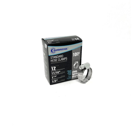 #12 - 11/16 TO 1-1/4 STANDARD HOSE CLAMP (Box of 10)