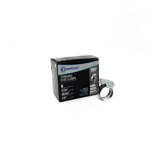 #6 - 7/16 TO 25/32 Standard HOSE CLAMP (BOX OF 10)