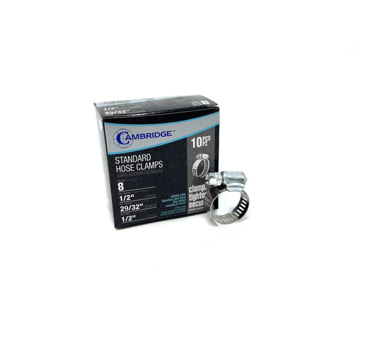 #8 - 1/2 TO 29/32 STANDARD HOSE CLAMP (Box of 10)