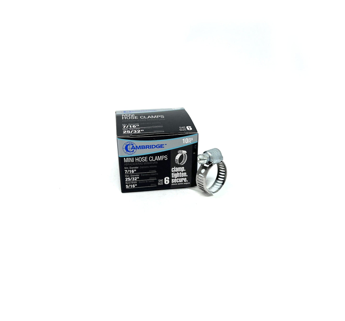 #6 - 7/16 TO 25/32 MINI HOSE CLAMP (BOX OF 10)