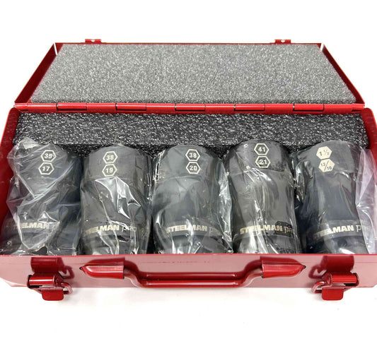 5 Piece 1” DR. Combination Budd Wheel Impact Socket Set