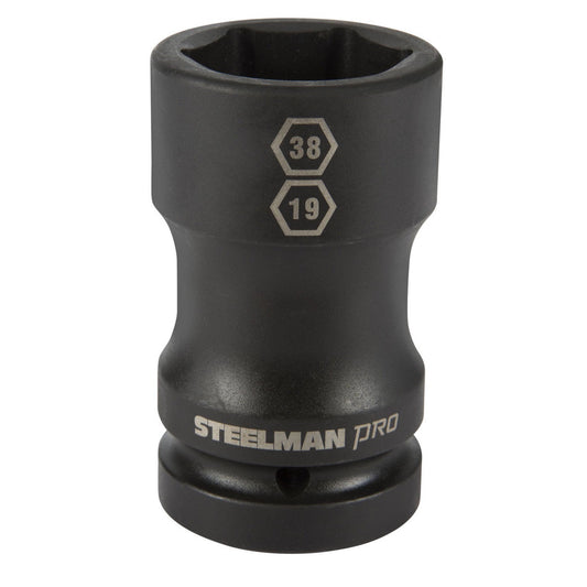 1-Inch Drive by 38mm 6-Point by 19mm 4-Point Combo Budd Wheel Impact Socket
