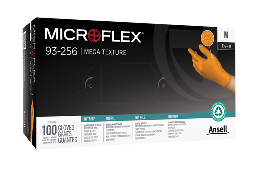5mil Nitrile Gloves w/ Mega Texture - Orange - Med (100bx)