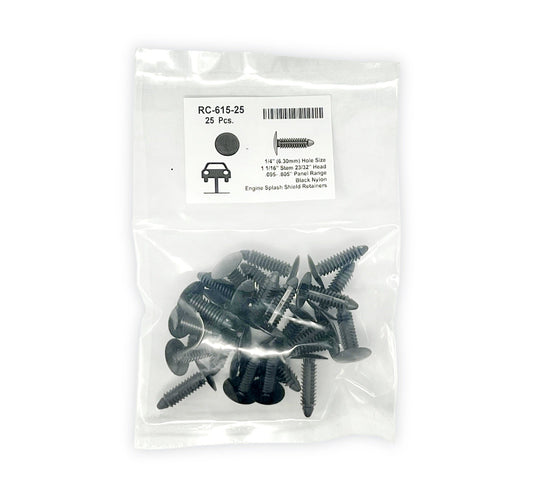 Black Universal Nylon Shield Retainer Head Diameter 11/16", Stem Diameter 5/16",  Stem Length 1-1/16" GM # 10121502 (Pack of 25)