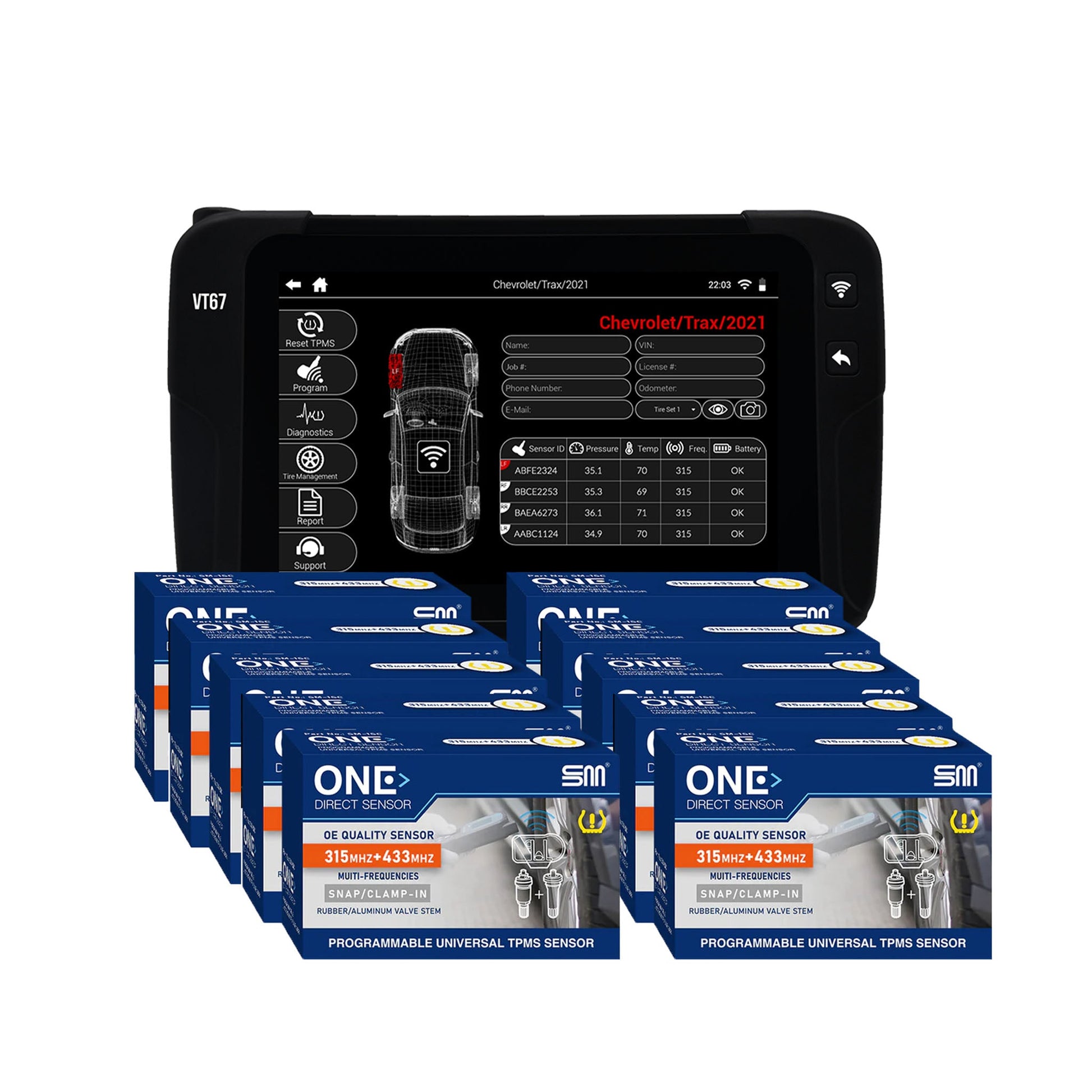 ATEQ VT67 TPMS Tool + 10 "One-Direct" TPMS Sensor Kit