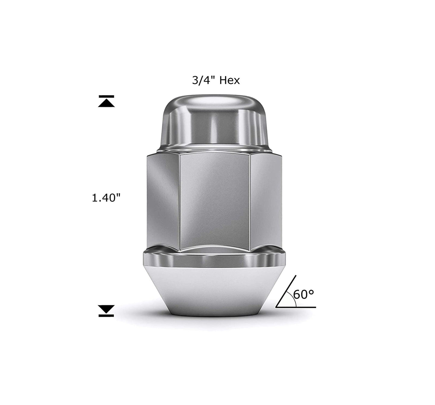 Bulge Acorn Lug Nut Chrome 1/2"-20