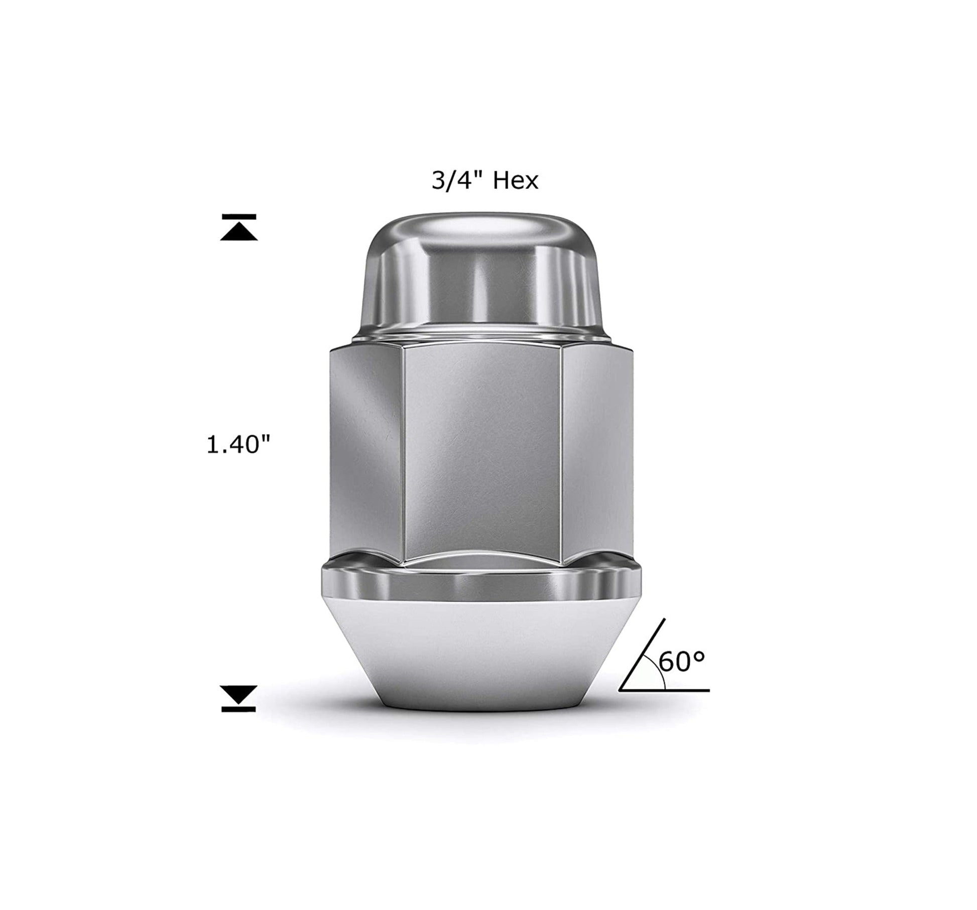Bulge Acorn Lug Nut Chrome 1/2"-20