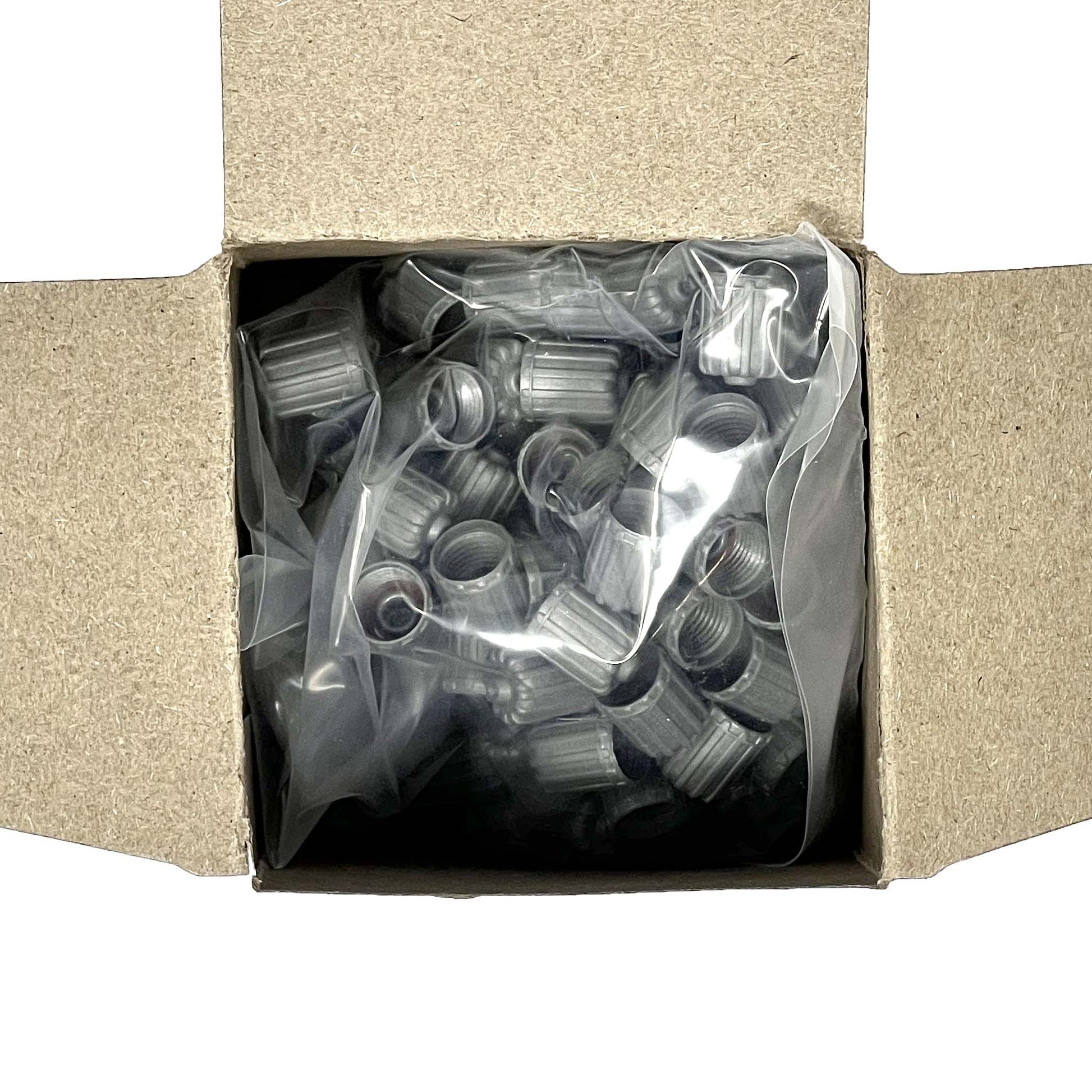 Gray Plastic TPMS Valve Cap with Red Silicone Seal Pack of 100