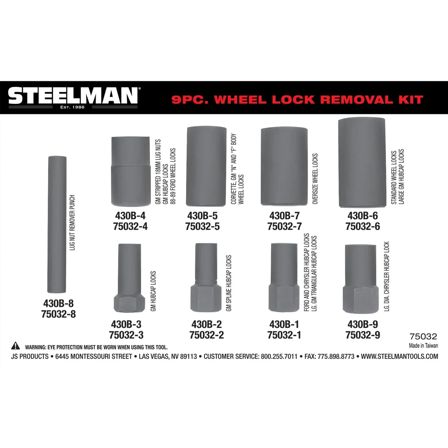 9 Piece Hubcap + Wheel Lock Removal Kit